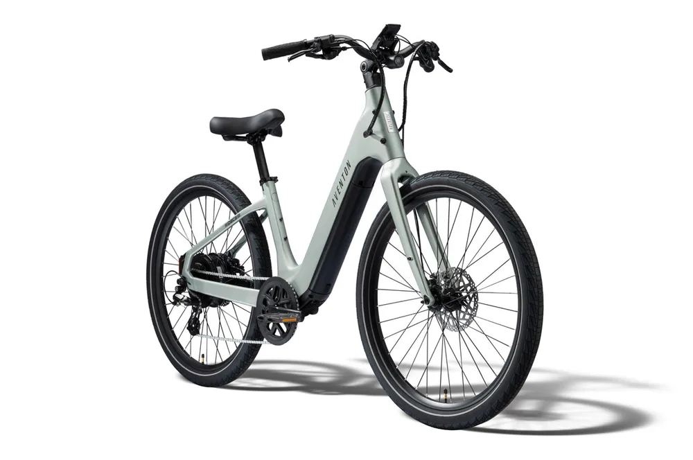 Aventon Pace 5 REC step-through cruiser e-bike in glacier mint