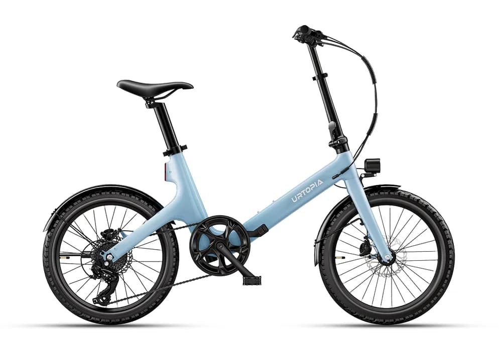Urtopia Carbon Fold Step-Thru folding e-bike in glacier blue